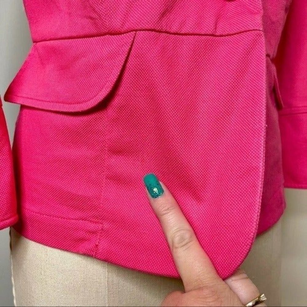 CAbi Pink Cotton Twill Peplum Blazer Jacket 8 Medium - Picture 6 of 12